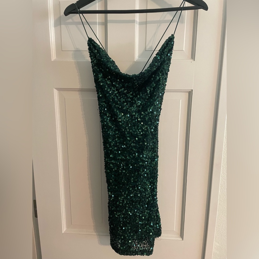Windsor dark green sequins mini dress size M